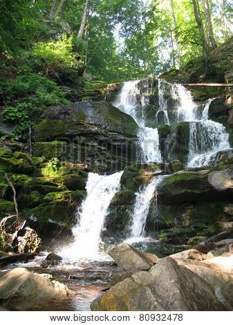 Waterfall in spring forest