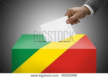 Ballot Box Painted Into National Flag Colors - Republic Of The Congo - Congo-brazzaville