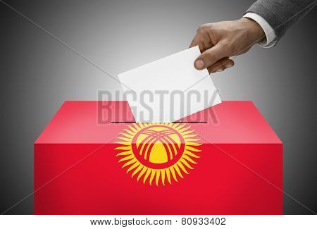 Ballot Box Painted Into National Flag Colors - Kyrgyzstan