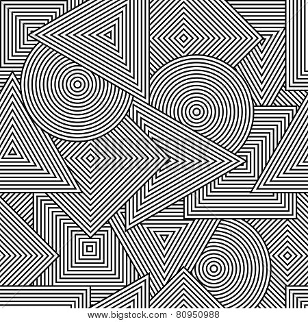 Abstract Seamless Tuxture. Vector Background With Geometric Line Shapes