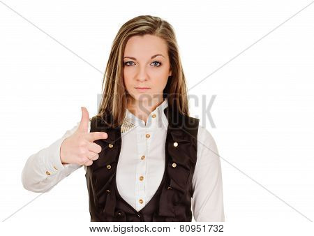 young woman pointing finger