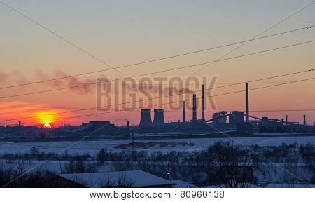 Sunset over Steel mill