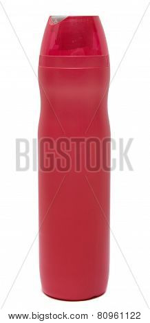 colored plastic bottles with liquid soap and shower gel.