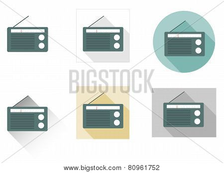 Set Of 6 Flat Radio Icons
