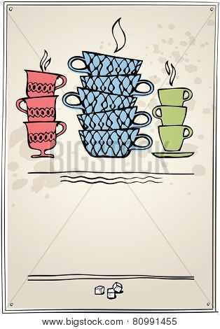 cup of tea or coffee. Retro style for menu. eps10