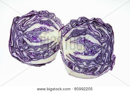 Half Red Cabbage On A White Background