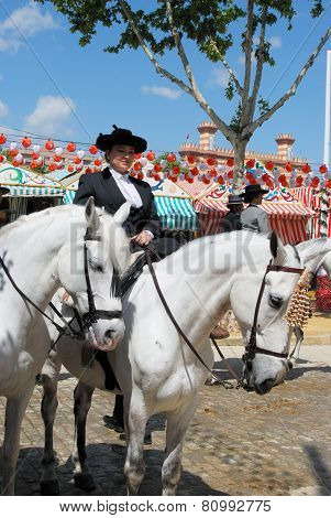 Spanish woman on a horse, Seville.