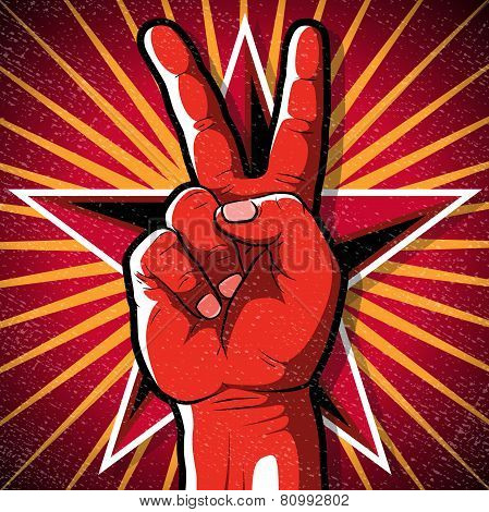 Retro Peace Hand Sign.