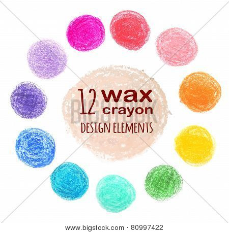 set of colored spots wax crayon