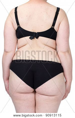 Woman showing her fat body