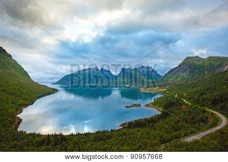Summer Ersfjord Night View (norway, Senja).