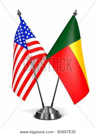 USA and Benin - Miniature Flags.