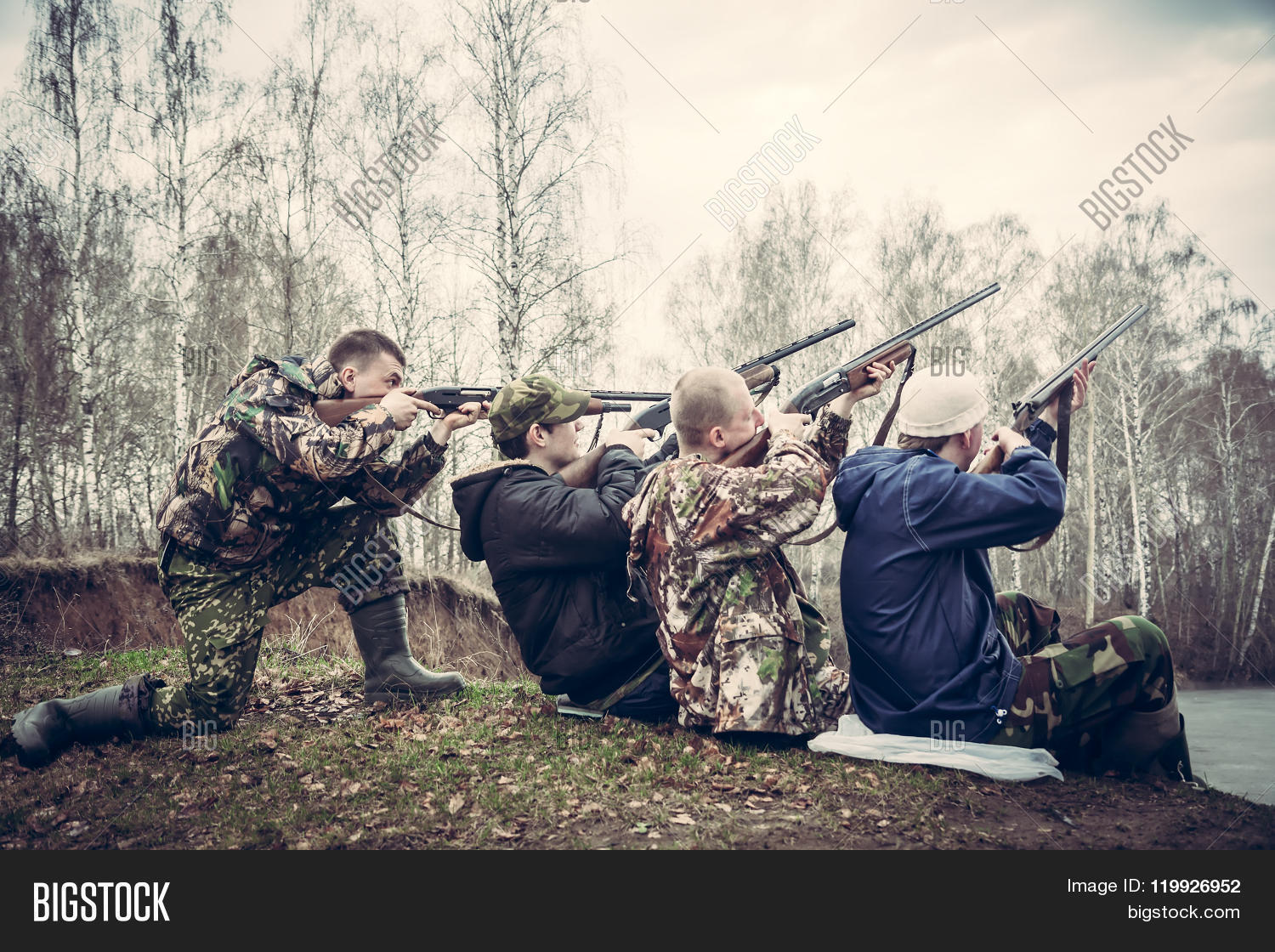 Group Hunters Guns Image Photo (Free Trial) Bigstock