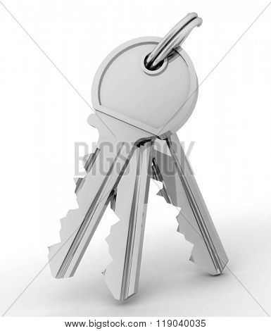 Bunch of  keys from house isolated on white background