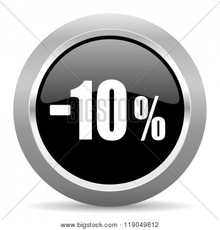 10 percent sale retail black metallic chrome web circle glossy icon
