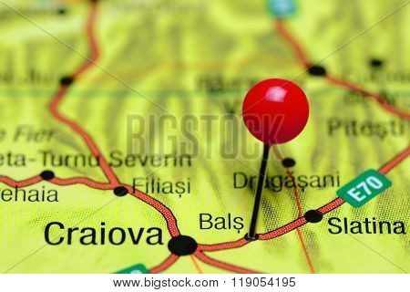 Bals pinned on a map of Romania