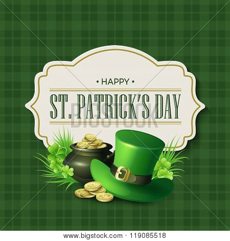 St. Patricks Day vintage holiday badge design. Vector illustration