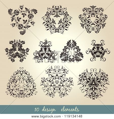 Calligraphic elements vintage set . Vector frame ornament