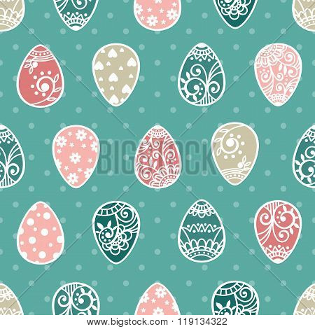 Easter seamless pattern with eggs.