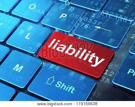 Insurance concept: Liability on computer keyboard background