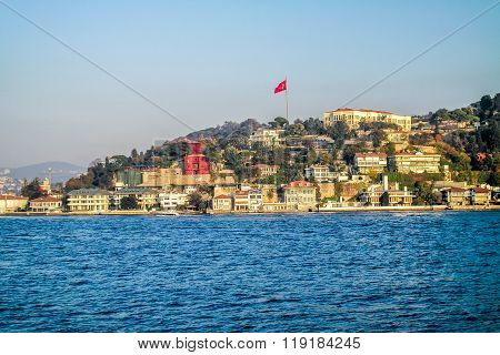 Villas along the Bosporus. View from Bosporus.
