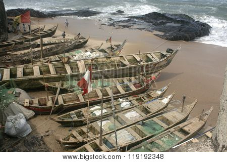 Fishing boats on the coast of Ghana