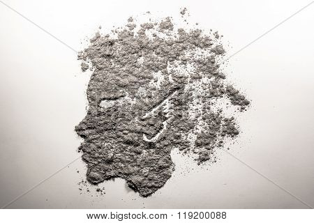 Mythical Satyr Boy Profile Face Made Of Ash