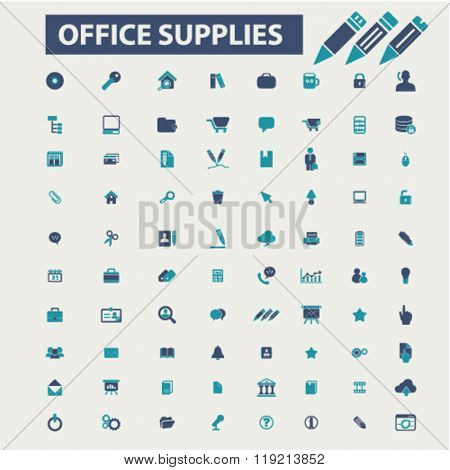 office supplies icons, office strationary icons