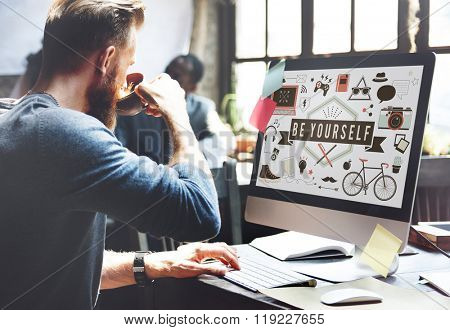 Be Yourself Self Esteem Confidence Encourage Motivation Concept