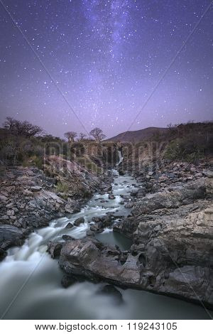 Epupa Falls second gorge under the Milky Way