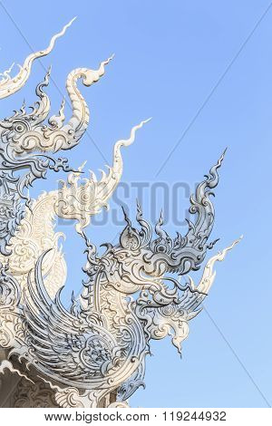 Chiang Rai, Thailand - January 21 :wat Rong Khun The Art In The Style Of A Buddhist Temple At Chiang