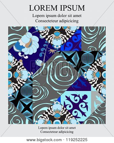 Stock Vector Template For Brochure, Card, Cover, Book With Patchwork Design