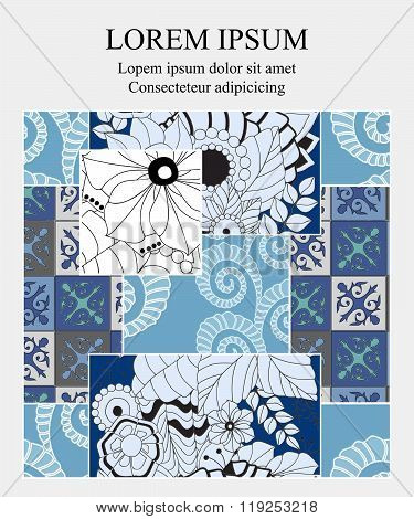 Stock Vector Template For Brochure, Card, Cover, Book With Patchwork Design