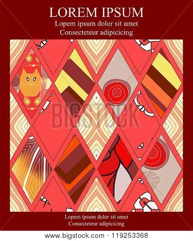 Stock Vector Template For Brochure, Card, Cover, Book With Patchwork Design