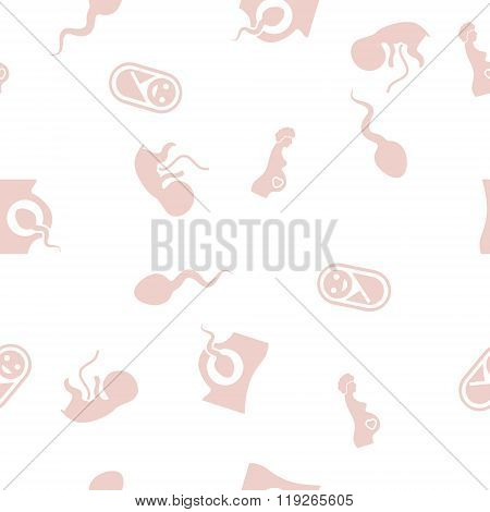Sperm And Pregnancy Seamless Seamless Flat Vector Pattern