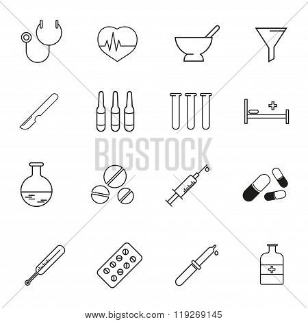 Set of icons on medical