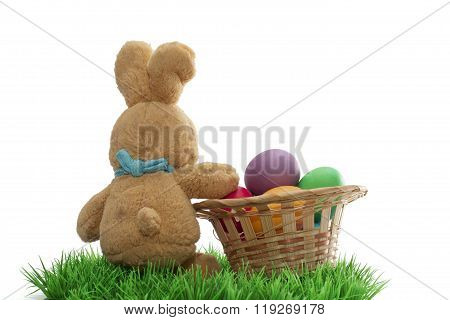 Easter Handmade Bunny With Eggs In Basket