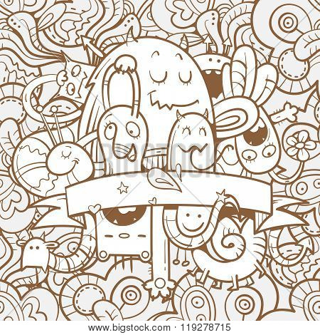 Pattern With Monsters.