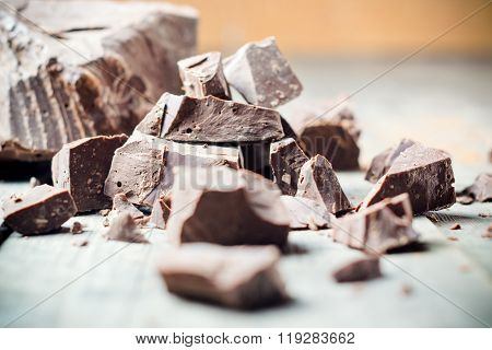Dark Chocolate Pieces , Chocolate Candy, Cocoa.