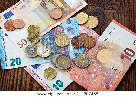 Money Euro Banknotes And Coins