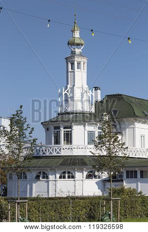 White Wooden House In Copenhagen, Denmark.