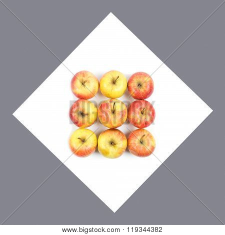 Group Of Red Apples. Flat Lav