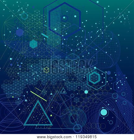 Sacred Geometry Symbols And Elements Background.