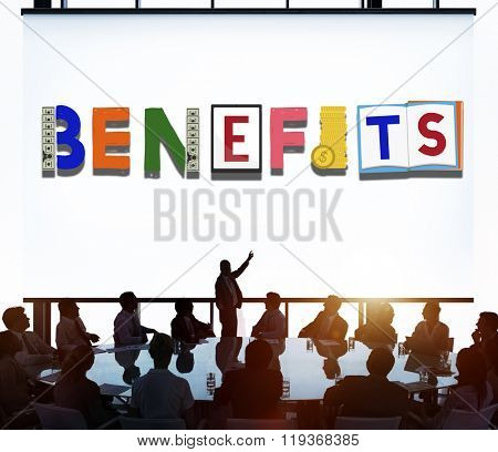 Benefits Advantage Assests Bonus Wages Concept