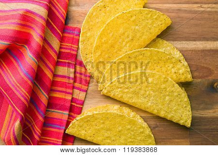 crispy taco shells on kitchen table
