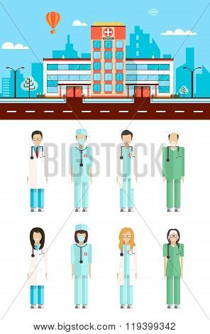 Hospital with doctors