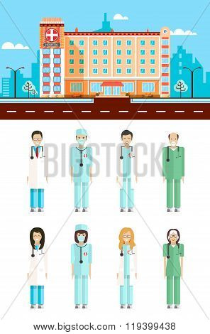 Polyclinic with doctors