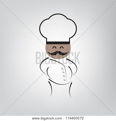 Black Chef On Grey Background