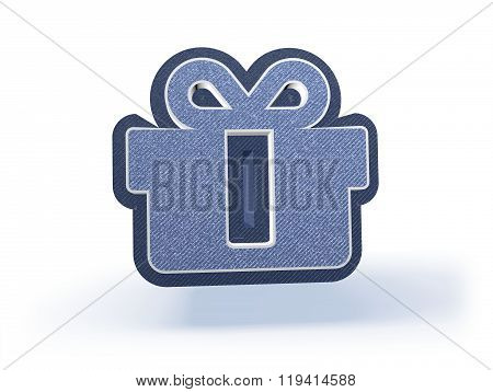 Gift; Shopping Icon In Blueish Denim Look