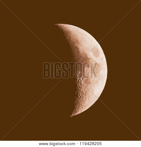 Retro Looking First Quarter Moon